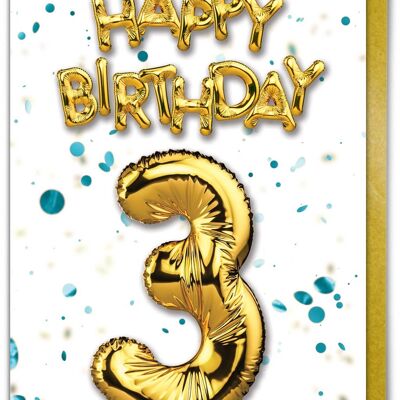 3 Palloncini Blu - Biglietto 3° Compleanno