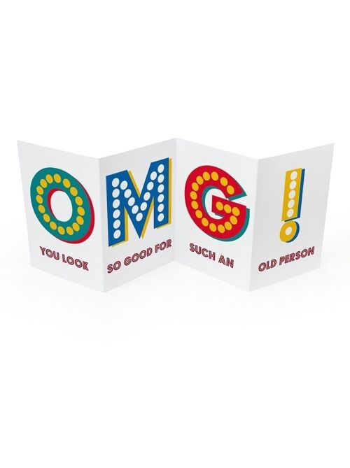 Funny Concertina Card - OMG Old Person