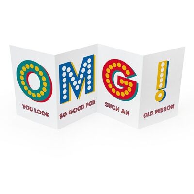 Funny Concertina Card - OMG Old Person