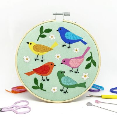 Grand kit de broderie Oiseaux du jardin