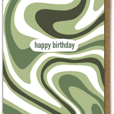 Carte de tourbillon vert joyeux anniversaire