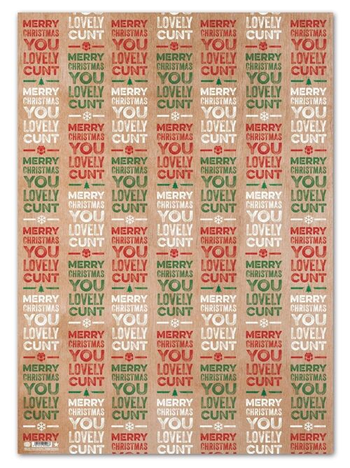 Xmas Lovely Cunt Rude Gift Wrap **Pack of 2 Sheets Folded**
