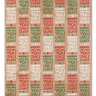 Xmas Lovely Cunt Rude Gift Wrap **Pack of 2 Sheets Folded**
