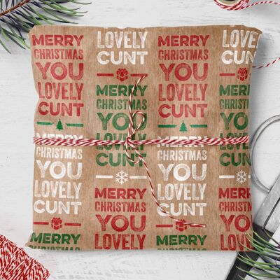Emballage cadeau Xmas Lovely Cunt Rude ** Paquet de 2 feuilles pliées **
