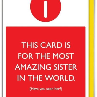 Erstaunliche Schwester hat ihre lustige Schwesterkarte gesehen