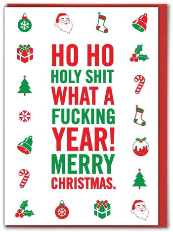 Carte de Noël drôle Ho Ho Holy Shit 1