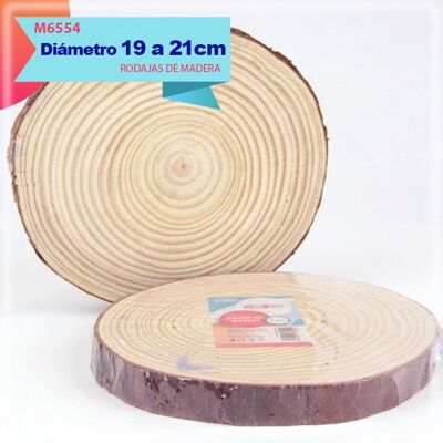 Rodaja de madera con corteza. 20cm x 2cm. Rodaja de madera natural de Castaño.