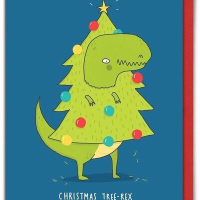 Cartolina di Natale divertente albero di Natale-Rex