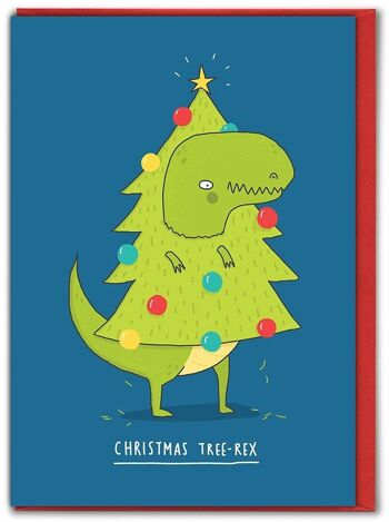 Carte de Noël drôle d'arbre de Noël-Rex 1