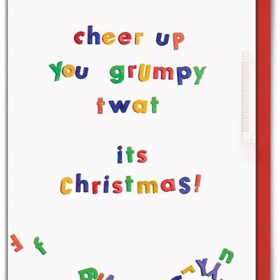 Cheer Up Grumpy Tw*t Rude Christmas Card
