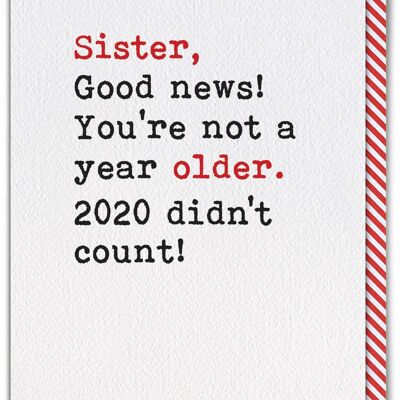 Tarjeta Hermana No es un año mayor Hermana divertida
