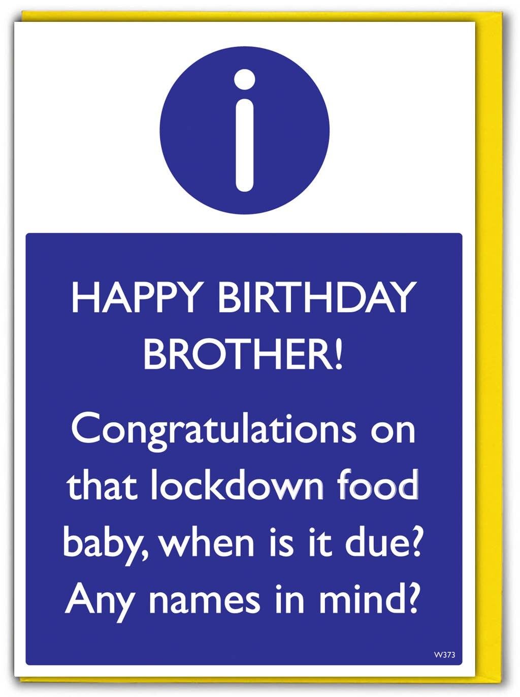 Fratello Lockdown Food Baby Funny Brother Card