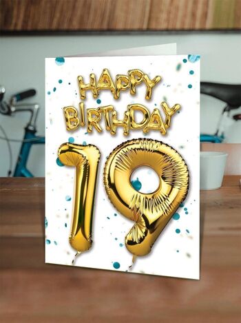 Carte d'anniversaire 19 ans - 19 Blanc/Bleu par Brainbox Candy 2