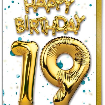 Biglietto di auguri per 19° compleanno – 19 bianco/blu di Brainbox Candy