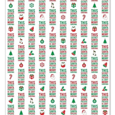 Christmas Gift Wrap - Secret Santa Shit **Pack of 2 Sheets Folded** by Brainbox Candy