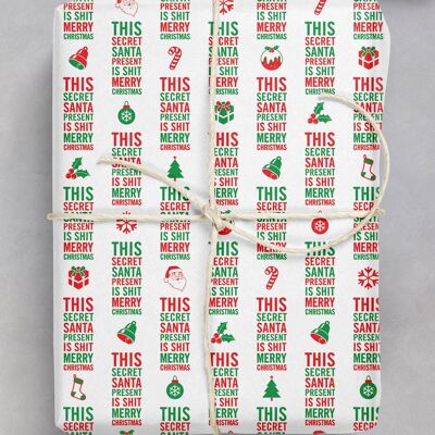 Emballage cadeau de Noël - Secret Santa Shit **Lot de 2 feuilles pliées** par Brainbox Candy