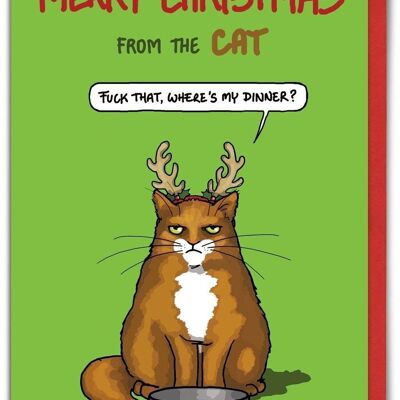 Funny Christmas Card From The Cat- Fuck That by Brainbox Candy