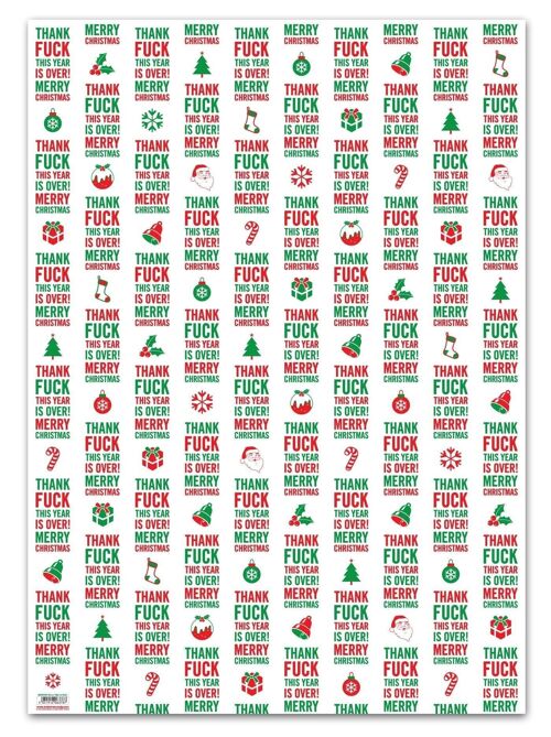 Year Is Over Rude Gift Wrap **Pack of 2 Sheets Folded**
