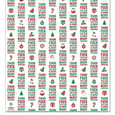 Year Is Over Rude Gift Wrap **Pack of 2 Sheets Folded**