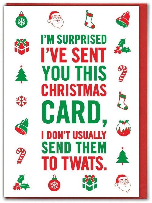 Funny Christmas Card - Xmas Card to Twat by Brainbox Candy