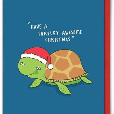 Tarjeta de Navidad divertida de Turtley Awesome Xmas