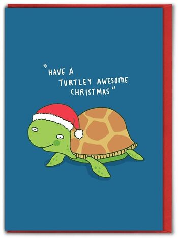 Carte de Noël drôle de Noël génial Turtley 1