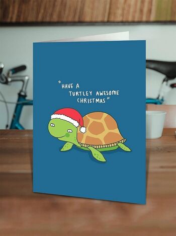 Carte de Noël drôle de Noël génial Turtley 2