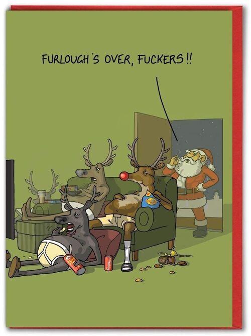 Funny Christmas Card - Furlough's Over by Brainbox Candy
