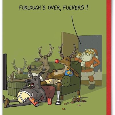 Funny Christmas Card - Furlough's Over by Brainbox Candy