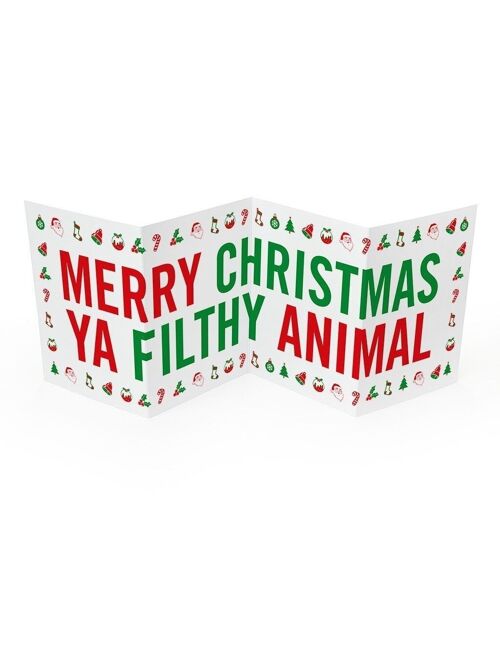 Funny Concertina Christmas Card - Filthy Animal