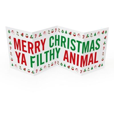 Lustige Ziehharmonika-Weihnachtskarte - dreckiges Tier