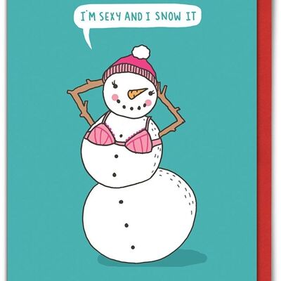 Cartolina di Natale divertente e sexy e io nevico