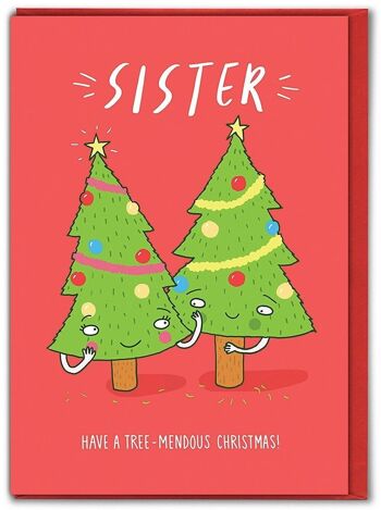 Carte de Noël Sister Tree-Mendous Xmas Sister 1