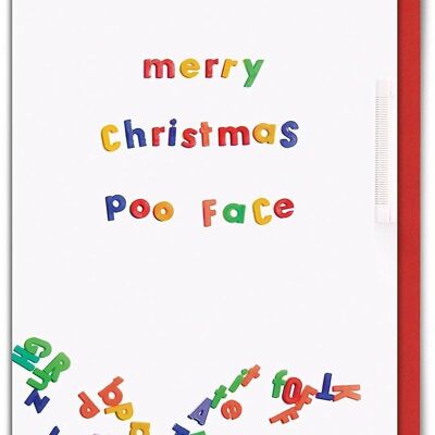 Buon Natale Cartolina di Natale rude con faccia di cacca
