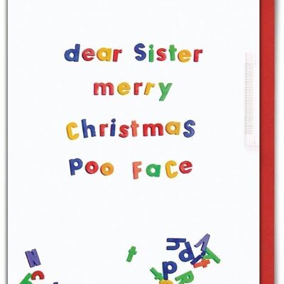 Schwester Merry Xmas Poo Face Lustige Weihnachtskarte