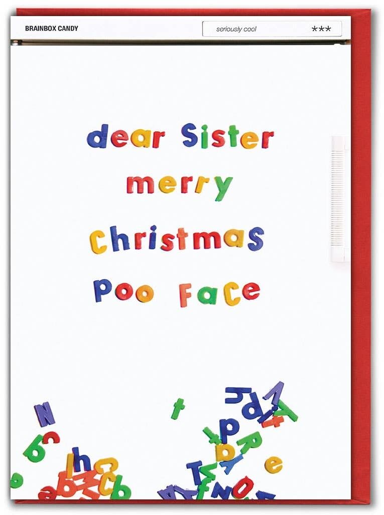 Schwester Merry Xmas Poo Face Lustige Weihnachtskarte