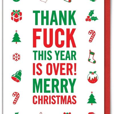 Felice che quest'anno sia finito Cartolina di Natale divertente