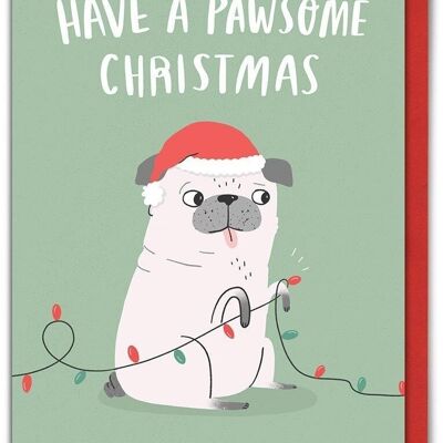 Tarjeta de Navidad divertida de Pawsome Christmas