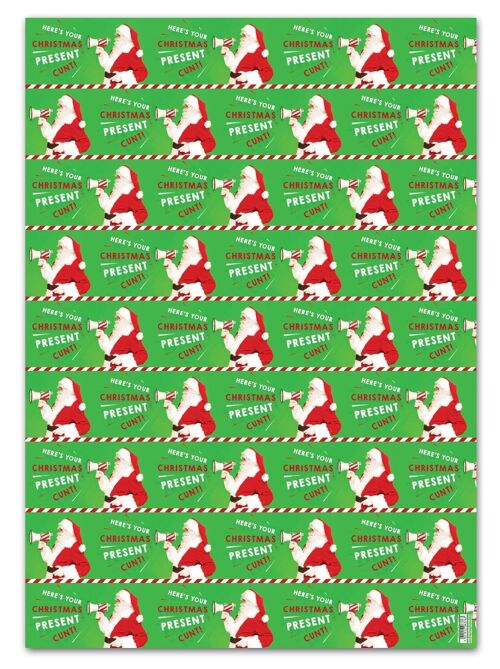 Christmas Present Cunt Rude Gift Wrap **Pack of 2 Sheets Folded**