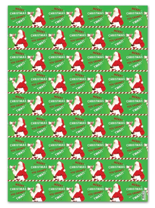 Santa Grumpy Twat Rude Gift Wrap **Pack of 2 Sheets Folded**