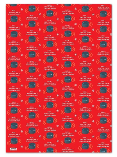 Christmas Gift Wrap - Alexa Xmas Wrap **Pack of 2 Sheets Folded** by Brainbox Candy