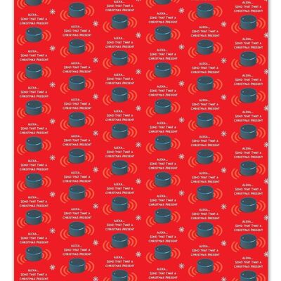 Papel de regalo de Navidad - Alexa Xmas Wrap **Paquete de 2 hojas plegadas** por Brainbox Candy