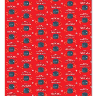 Christmas Gift Wrap - Alexa Xmas Wrap **Pack of 2 Sheets Folded** by Brainbox Candy