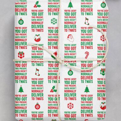 Emballage cadeau de Noël - Deliver To Twats **Lot de 2 feuilles pliées** par Brainbox Candy