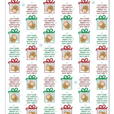 Emballage cadeau de Noël - Hamster de Noël **Lot de 2 feuilles pliées** par Brainbox Candy