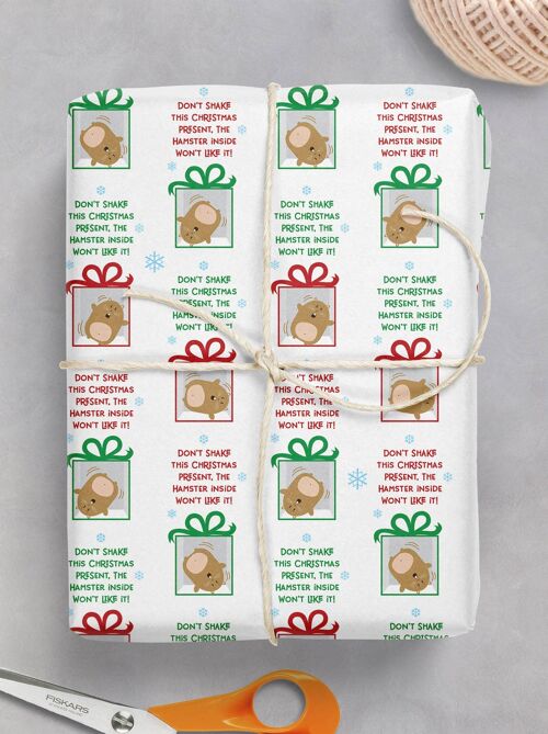 Christmas Gift Wrap - Xmas Hamster **Pack of 2 Sheets Folded** by Brainbox Candy