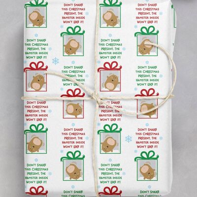 Christmas Gift Wrap - Xmas Hamster **Pack of 2 Sheets Folded** by Brainbox Candy