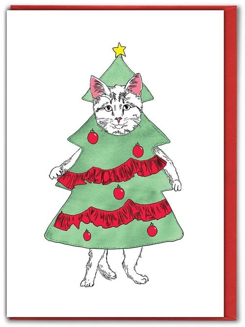 Catmass Tree Funny Christmas Card