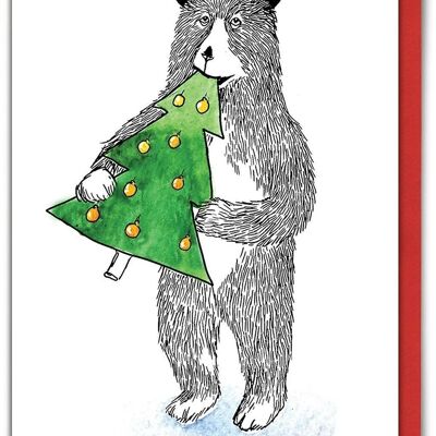 Tarjeta de Navidad divertida del oso hambriento