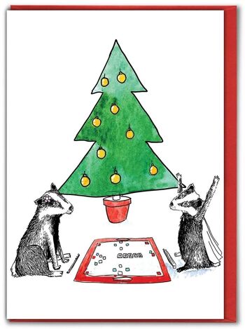 Carte de Noël drôle de jeu de blaireau 1